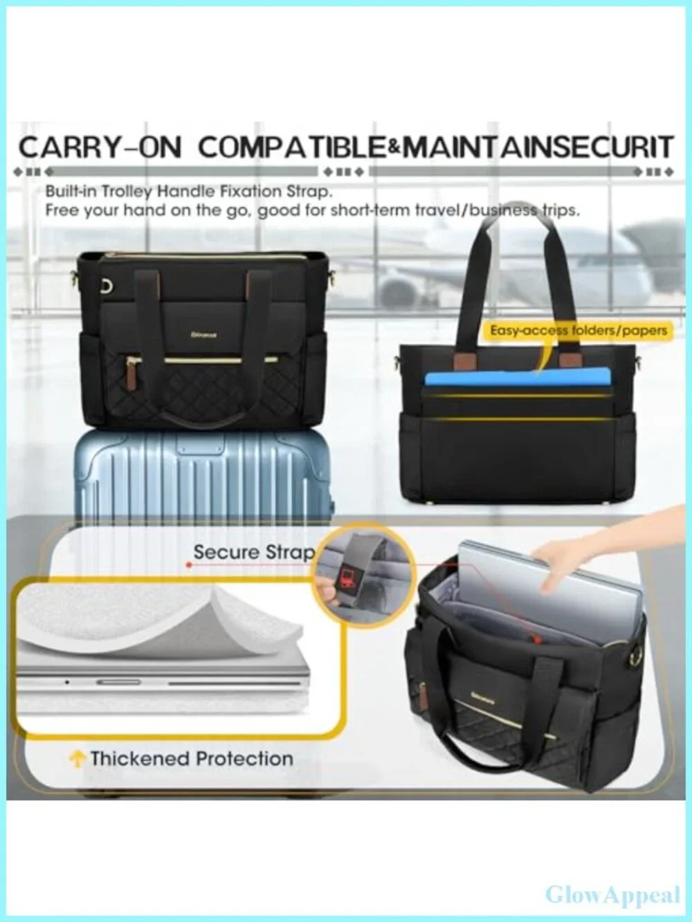 Laptop Tote Bag for Women Work Bag 15.6 inch Computer Briefcase with Shoulder